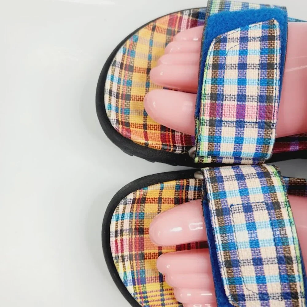 Vibram Women's Multicolor Plaid Dual Strap Casual Slide Sandal Size‎ 7